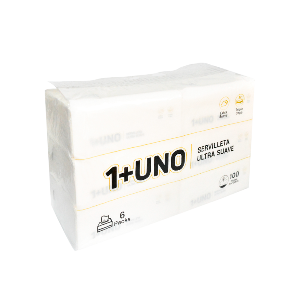 SERVILLETA 1+UNO 180MM X 128MM (BLANCO) (PQTX6)