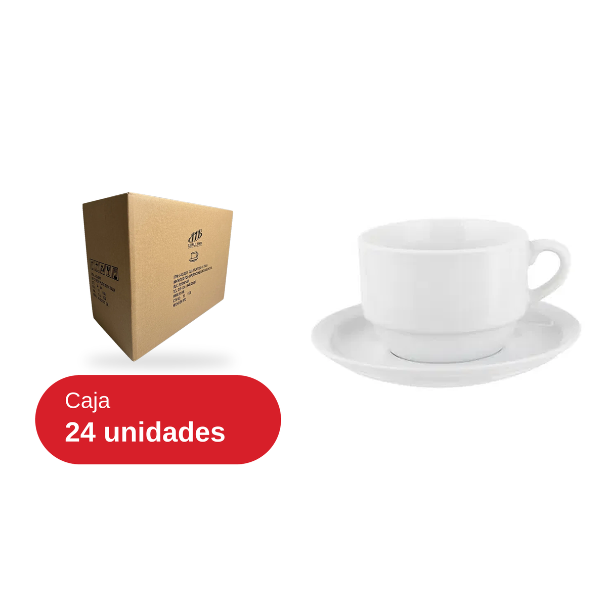 Taza y plato 250 ml italia - 111 (Caja 24 unidades)