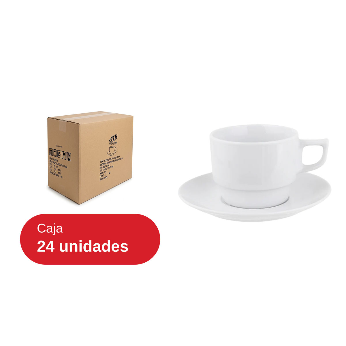 Taza y plato 220 cc inca - 111 (Caja 24 unidades)