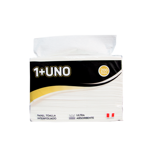PAPEL TOALLA INTERFOLIADO BLANCO 200 HOJAS  1+UNO