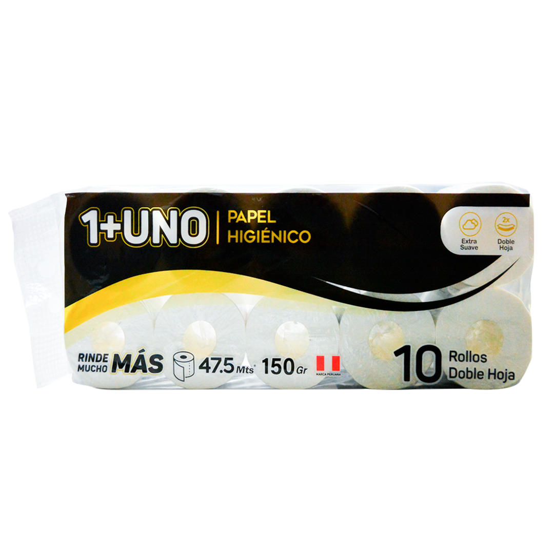 PAPEL HIGIENICO DOBLE HOJA 47.5 MTS  1+UNO