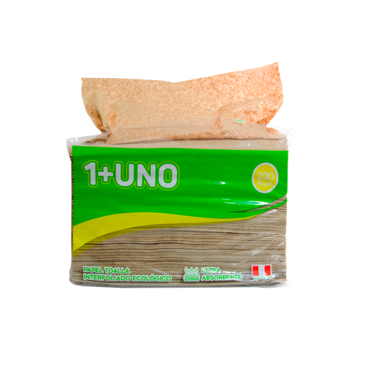 PAPEL TOALLA INTERFOLIADO ECOLOGICO 200 HOJAS 1+UNO